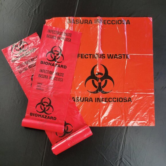 Lot of 30 Biohazard Plastic Bags Red Halloween Cosplay Decorations Zombie - Picture 1 of 10